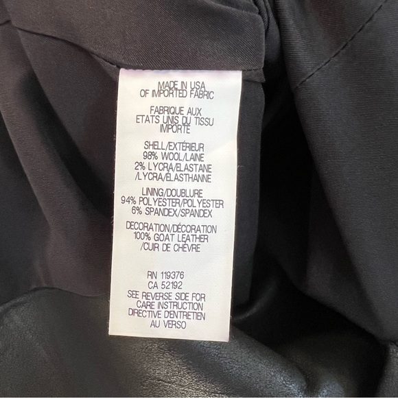 Helmut Lang Wool Leather Panel Blazer Black 2 Ruched Sleeves Contemporary Chic - Picture 6 of 6